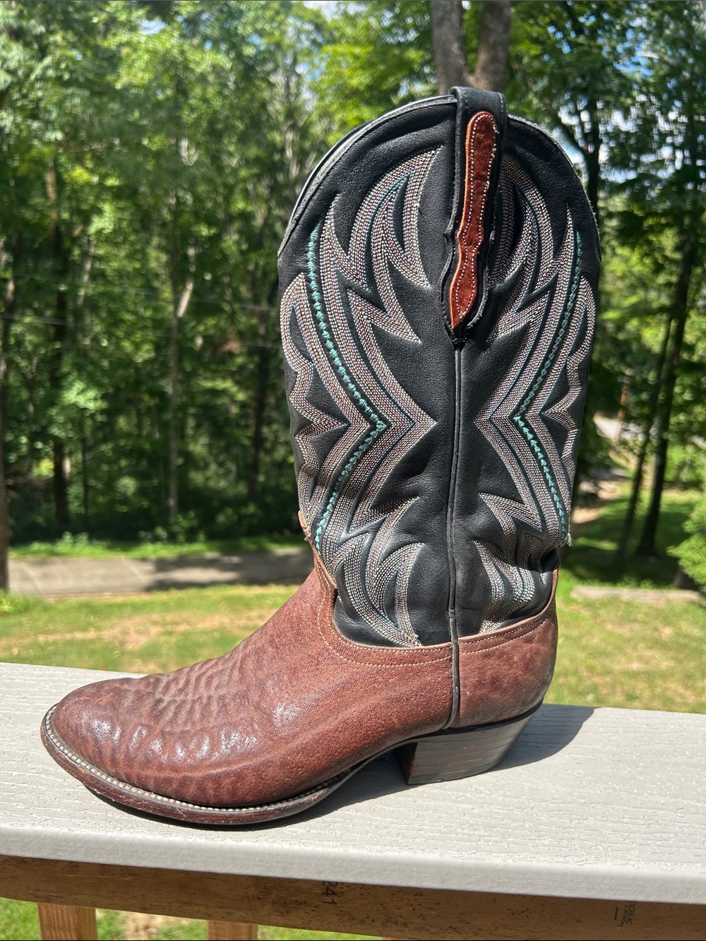 Vintage Larry Mahan Men’s Size 9D Brown & Black Western Cowboy Boots